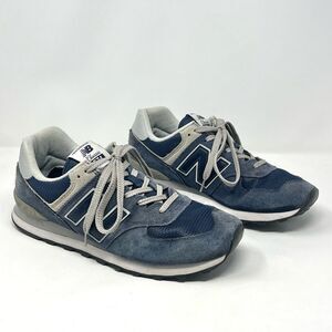 New Balance 574 Classic Blue Suede Mesh Grey Accents Sneakers Mens Size 10